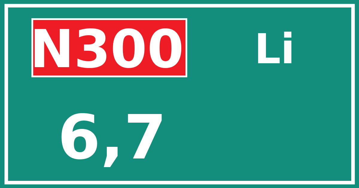 Hectometerbord N300 6,7 zijde Li