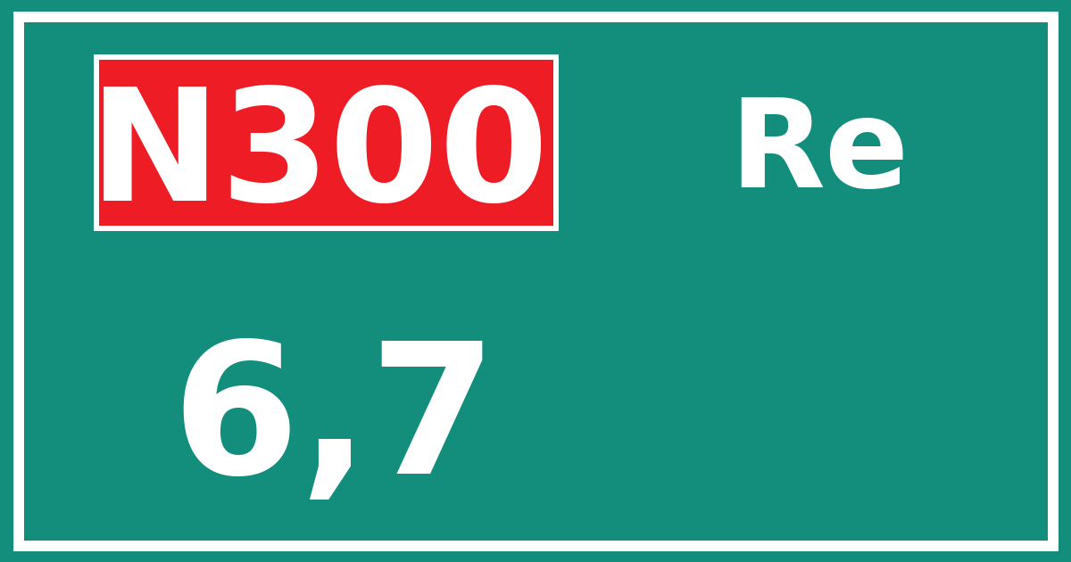 Hectometerbord N300 6,7 zijde Re