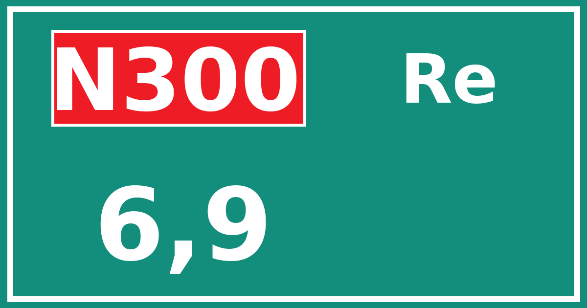 Hectometerbord N300 6,9 zijde Re