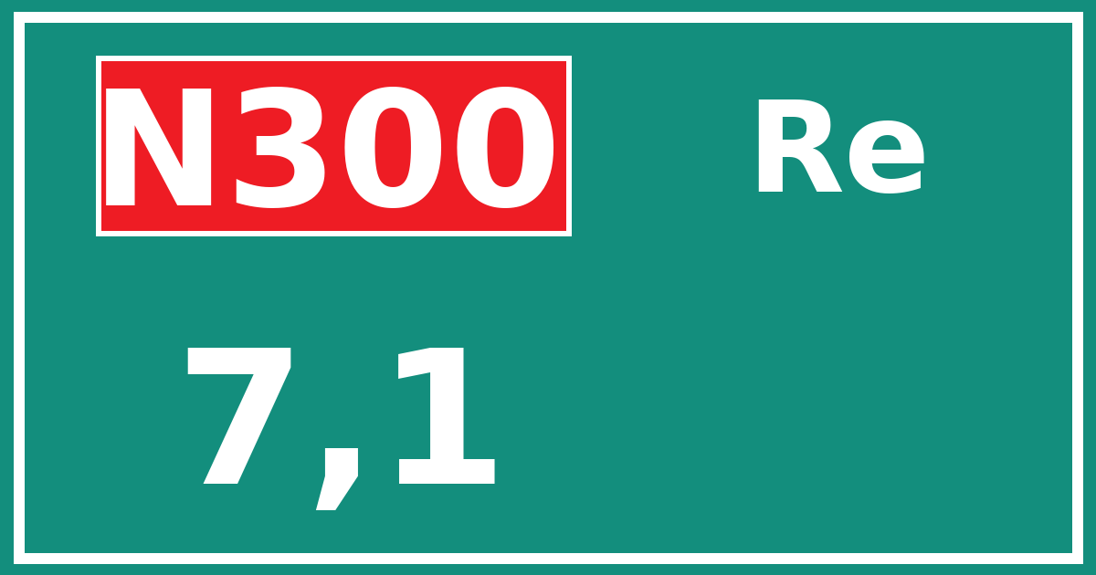 Hectometerbord N300 7,1 zijde Re