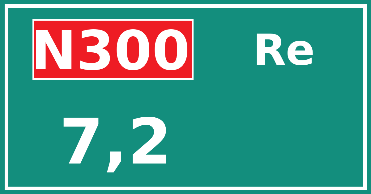Hectometerbord N300 7,2 zijde Re