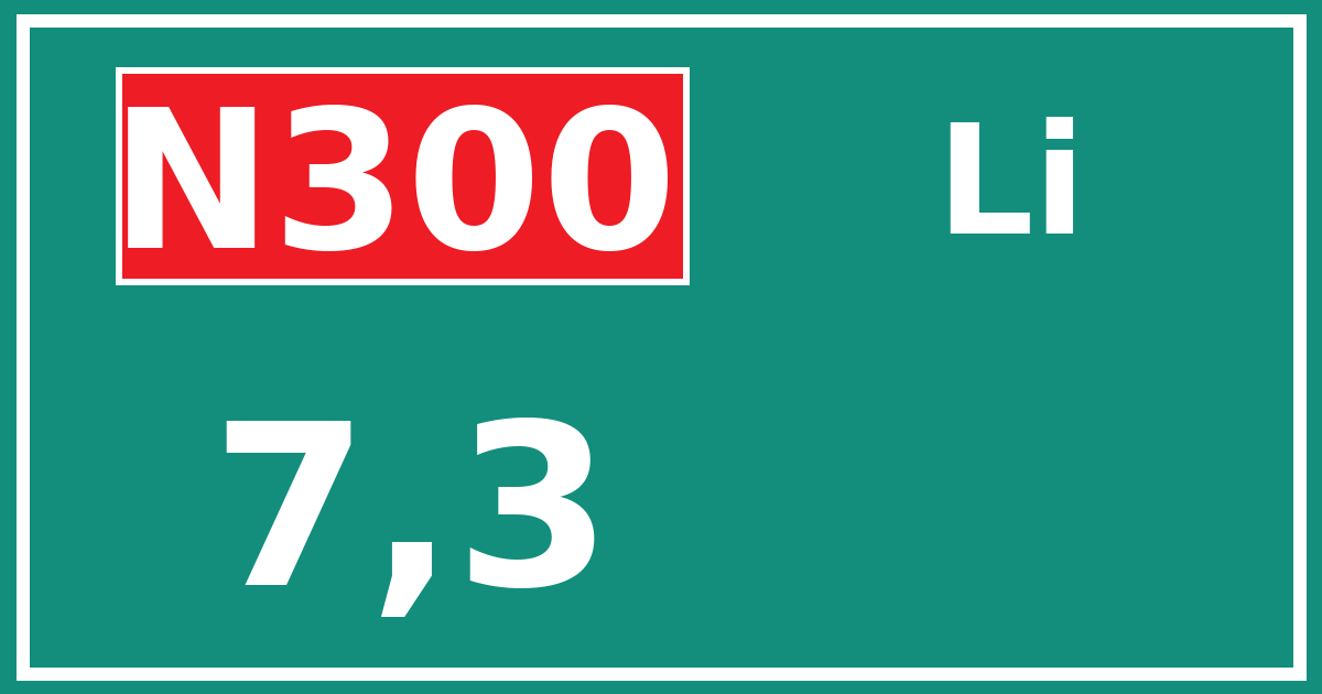 Hectometerbord N300 7,3 zijde Li