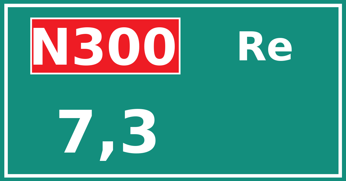Hectometerbord N300 7,3 zijde Re