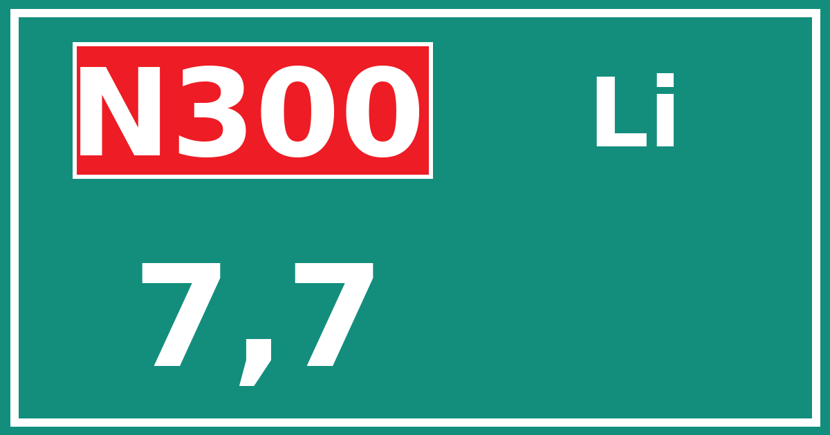 Hectometerbord N300 7,7 zijde Li