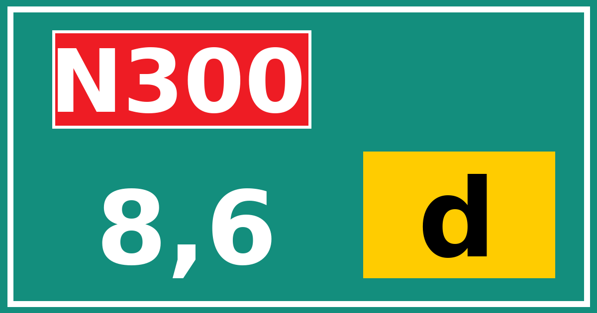 Hectometerbord N300 8,6 letter d