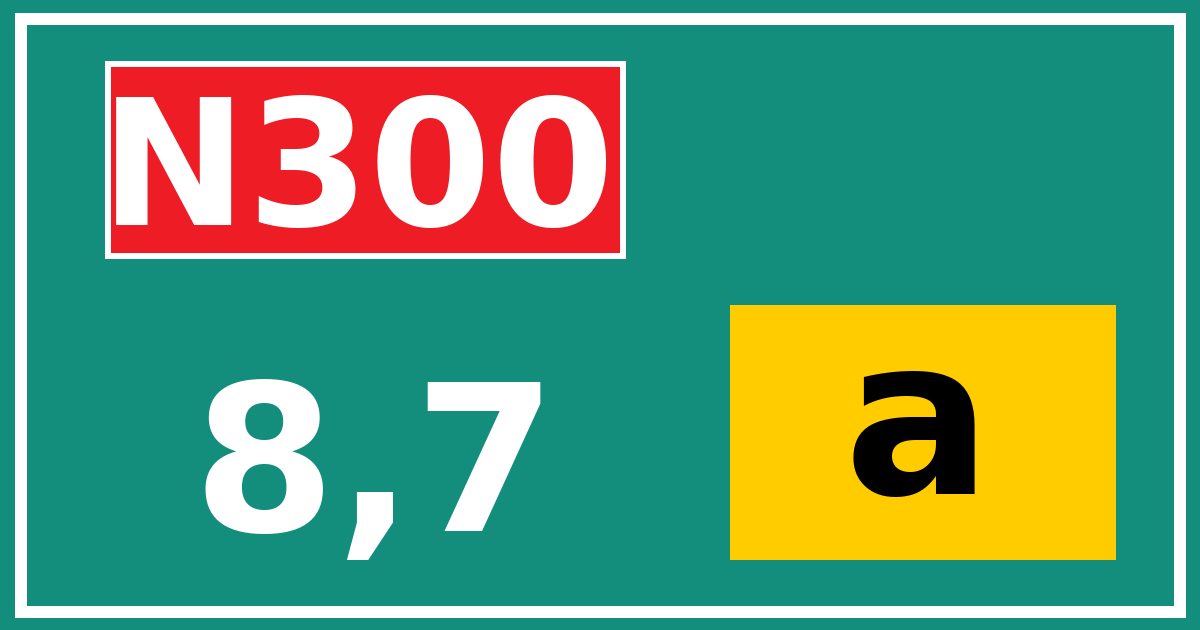 Hectometerbord N300 8,7 letter a