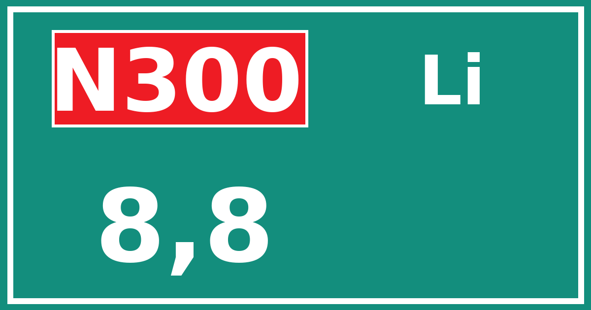 Hectometerbord N300 8,8 zijde Li