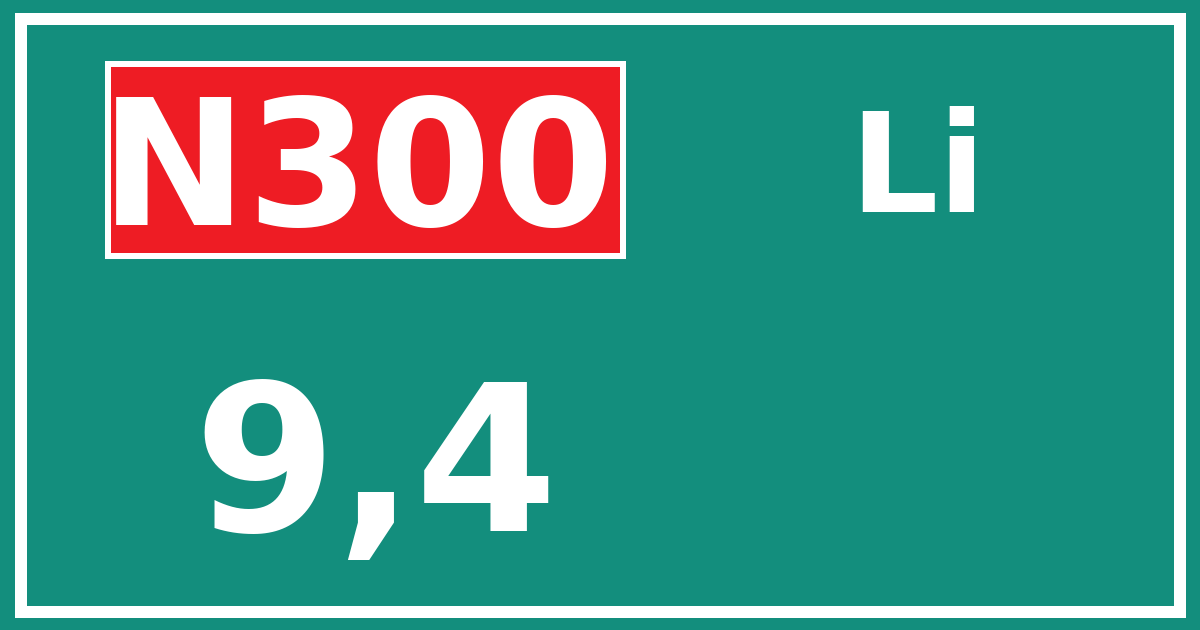 Hectometerbord N300 9,4 zijde Li
