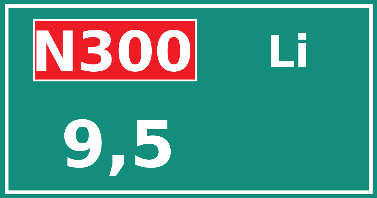 Hectometerbord N300 9,5 zijde Li