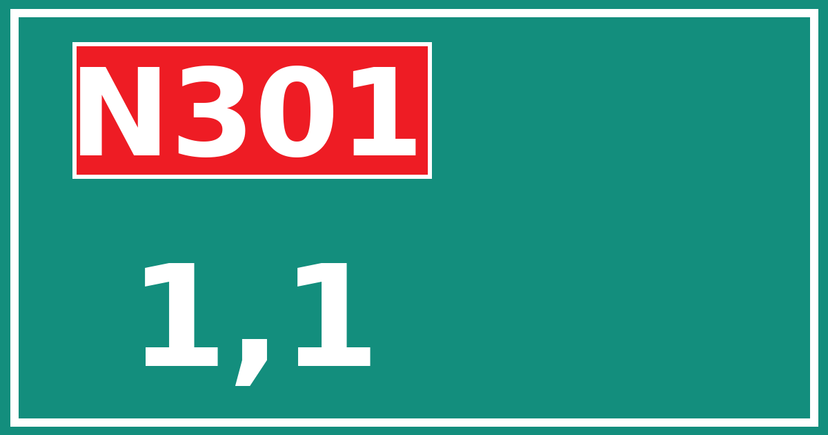 Hectometerbord N301 1,1