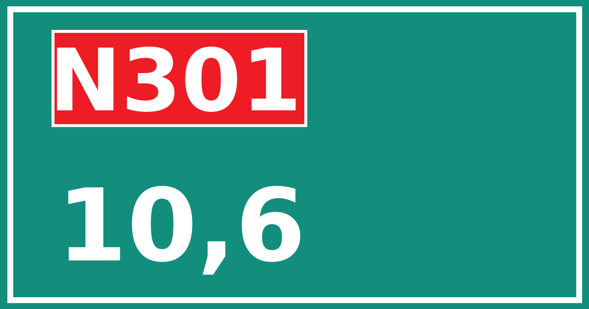 Hectometerbord N301 10,6