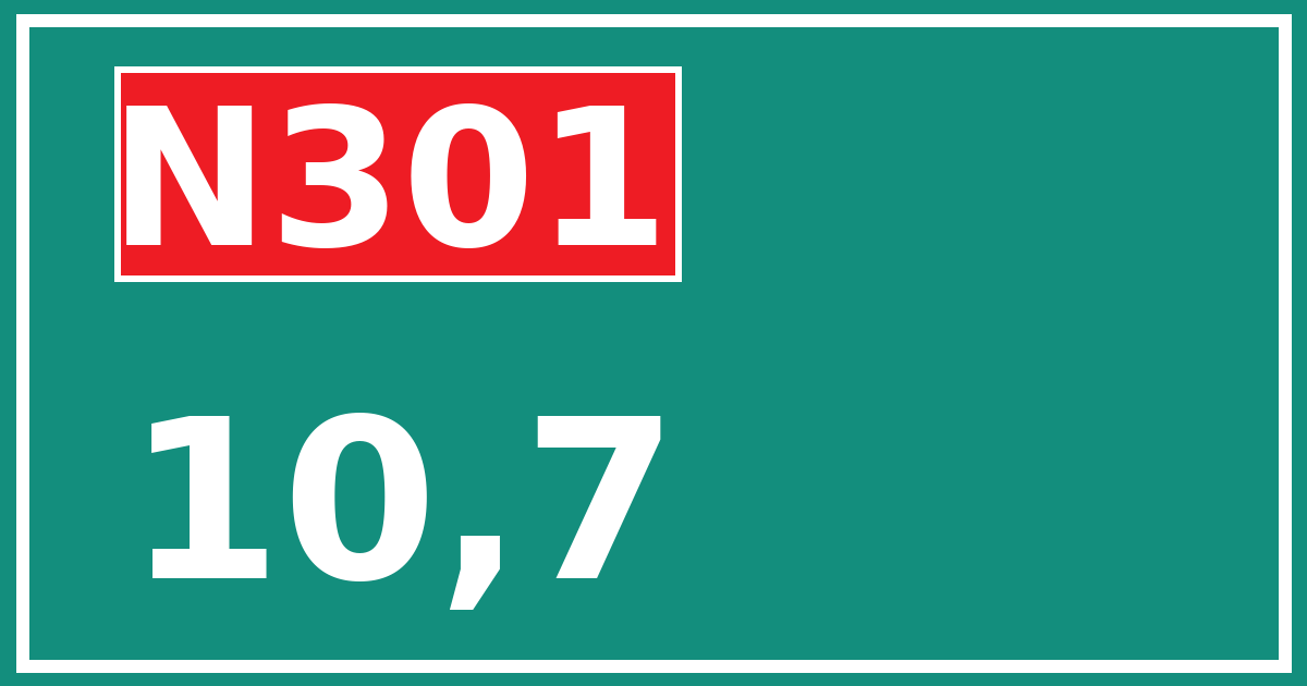 Hectometerbord N301 10,7