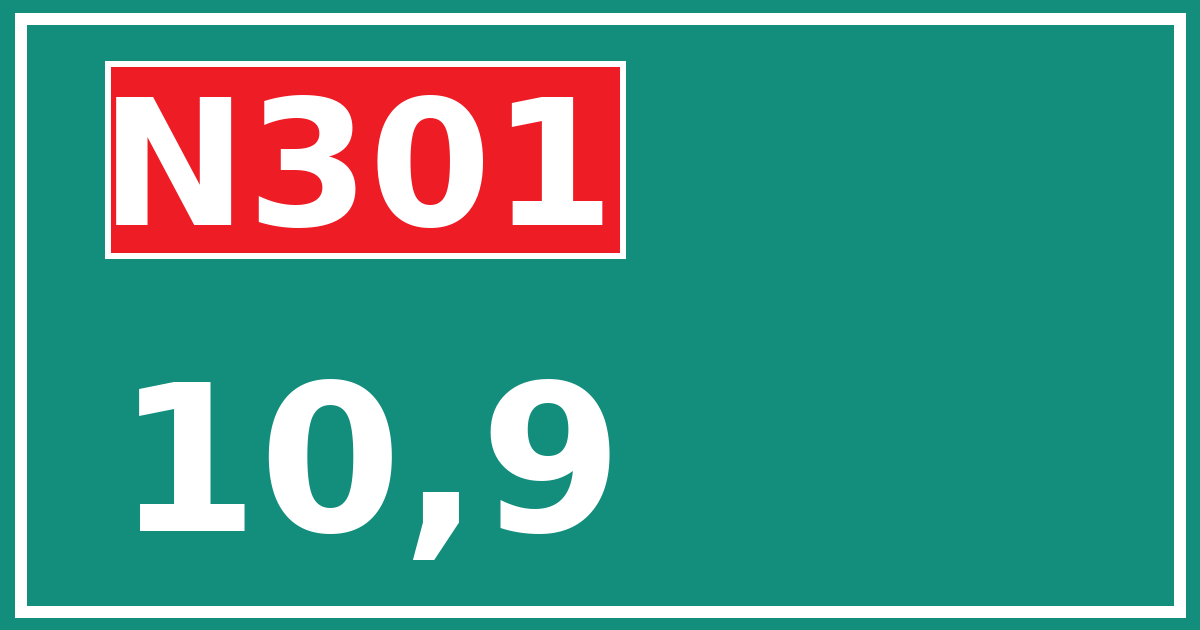 Hectometerbord N301 10,9