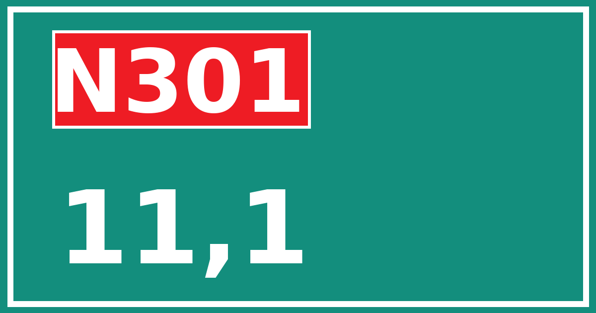 Hectometerbord N301 11,1