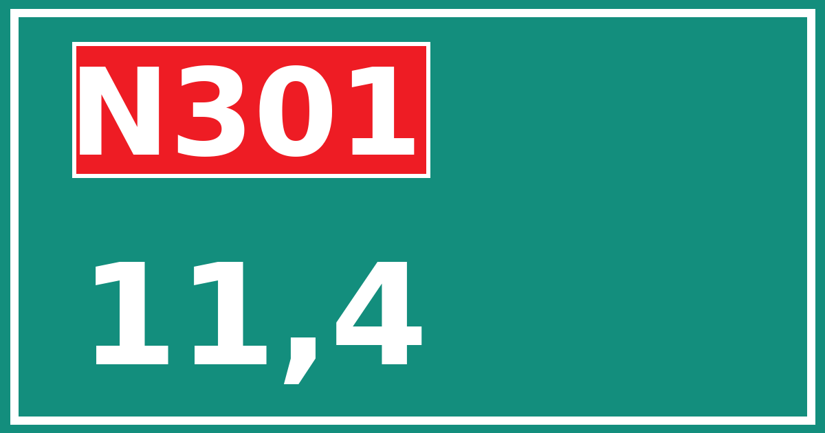 Hectometerbord N301 11,4