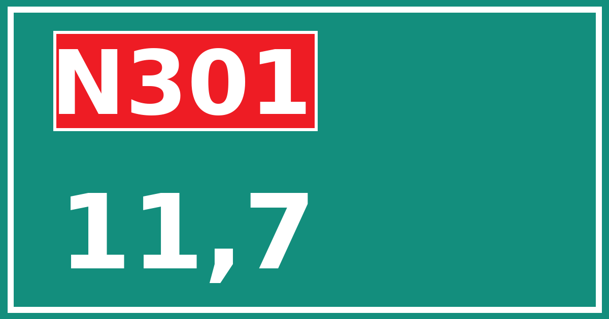 Hectometerbord N301 11,7