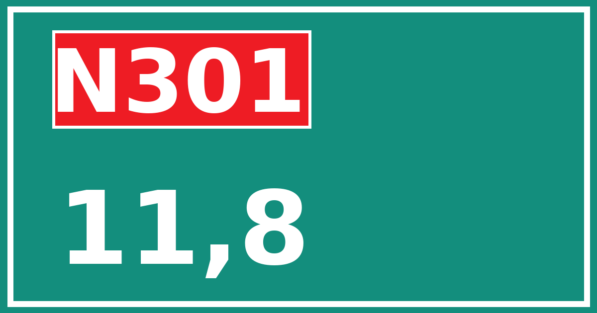 Hectometerbord N301 11,8