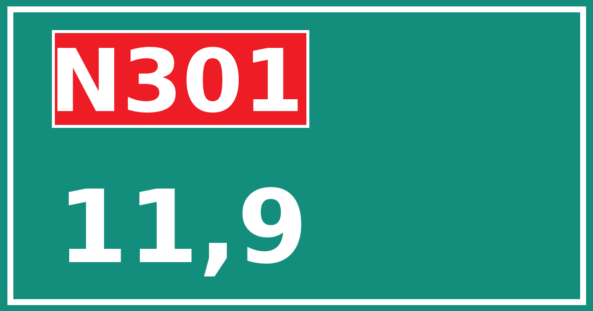 Hectometerbord N301 11,9
