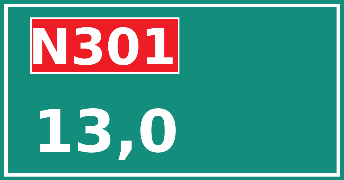 Hectometerbord N301 13,0