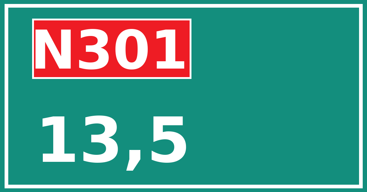 Hectometerbord N301 13,5