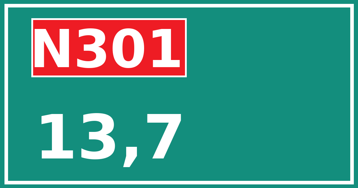 Hectometerbord N301 13,7