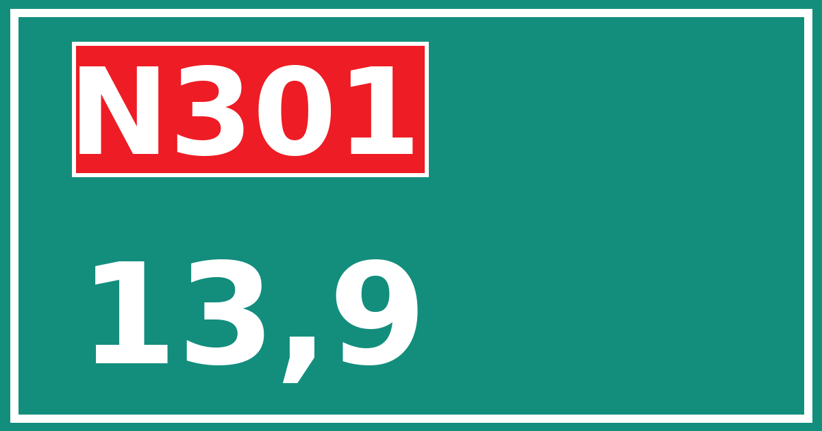 Hectometerbord N301 13,9