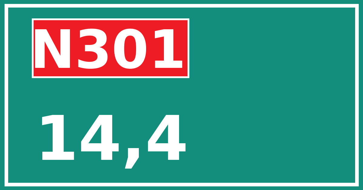 Hectometerbord N301 14,4