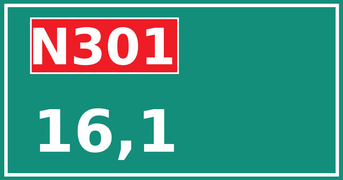 Hectometerbord N301 16,1