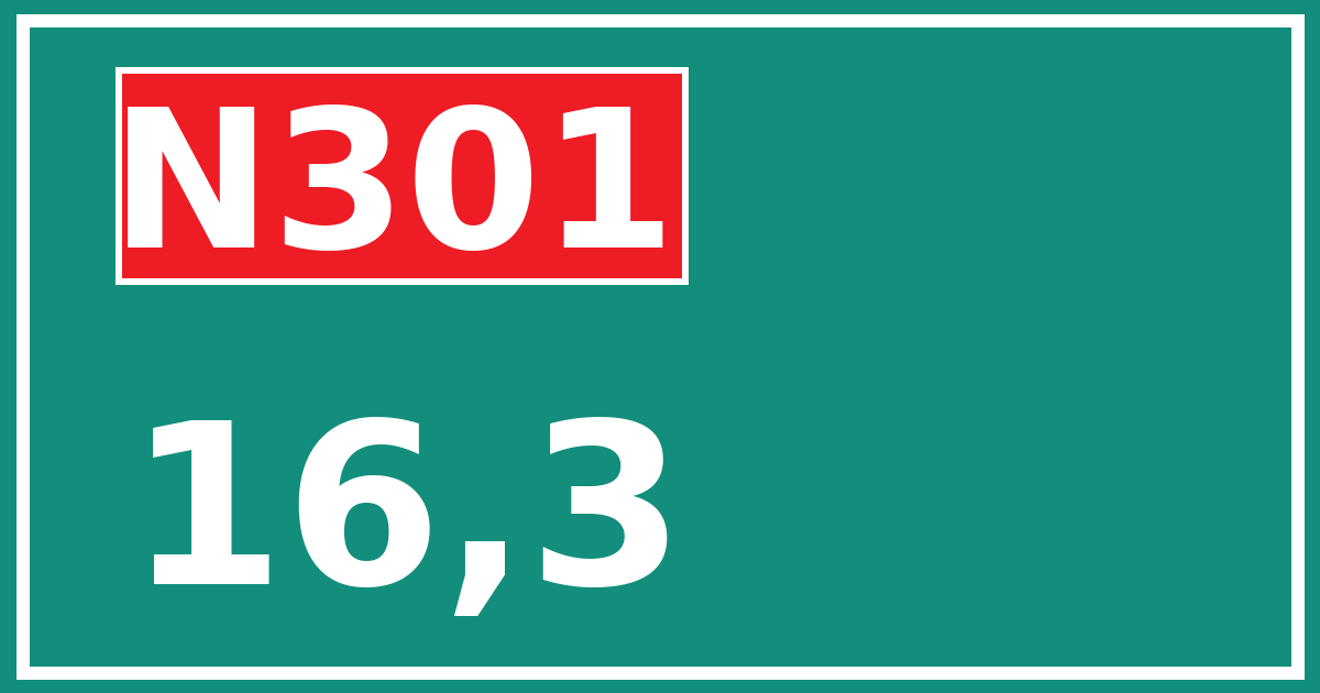 Hectometerbord N301 16,3