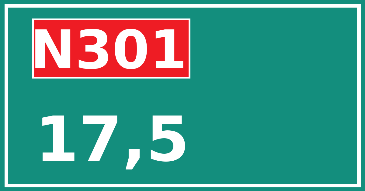 Hectometerbord N301 17,5
