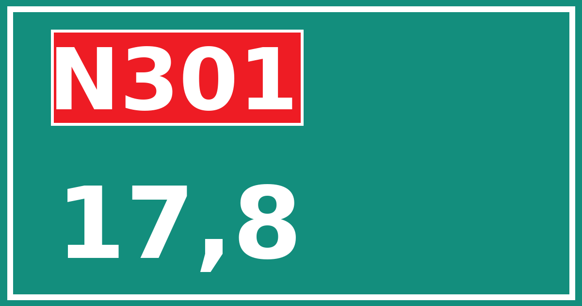 Hectometerbord N301 17,8