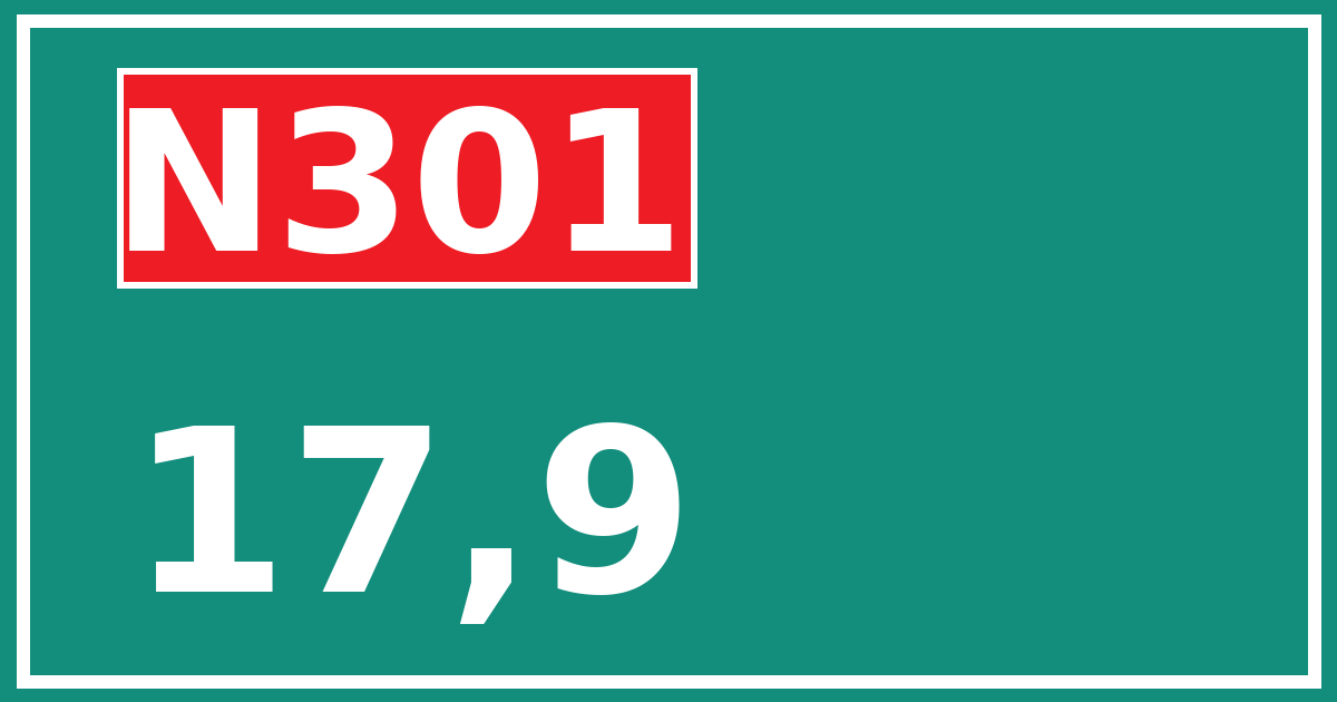 Hectometerbord N301 17,9