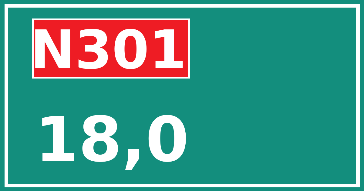 Hectometerbord N301 18,0