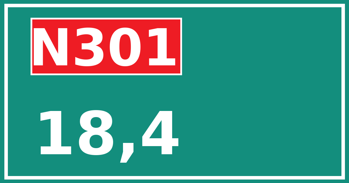 Hectometerbord N301 18,4