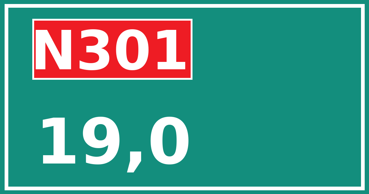Hectometerbord N301 19,0