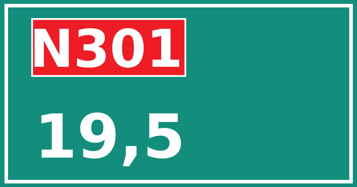 Hectometerbord N301 19,5