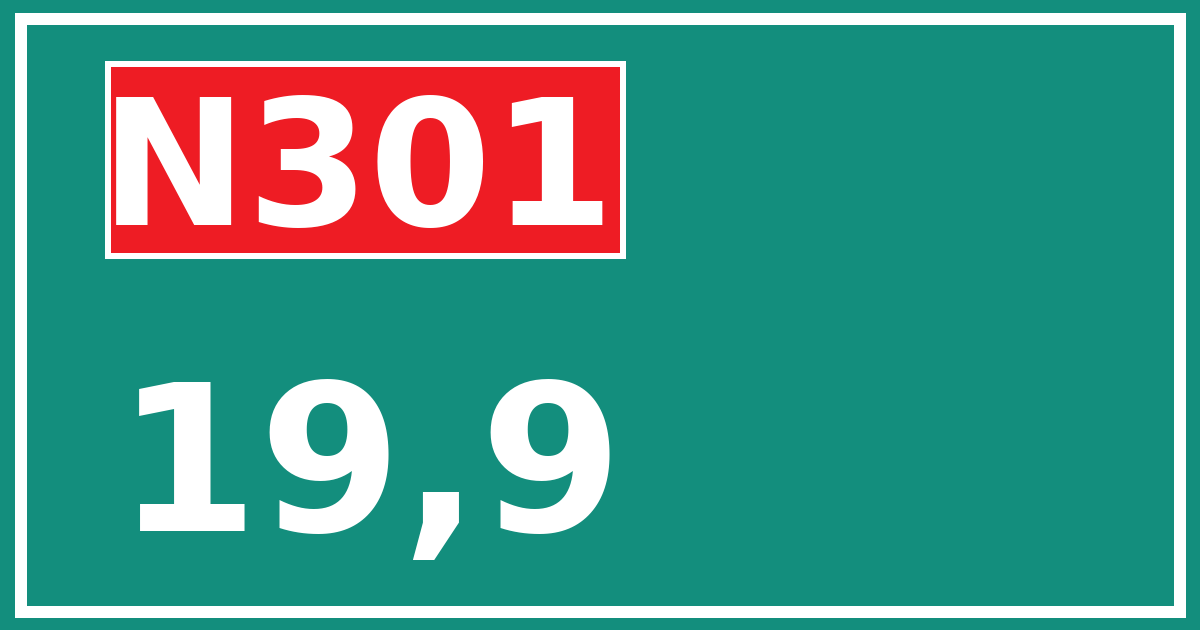 Hectometerbord N301 19,9