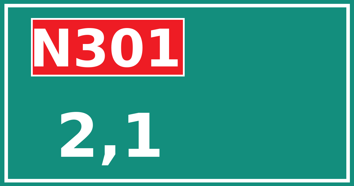 Hectometerbord N301 2,1
