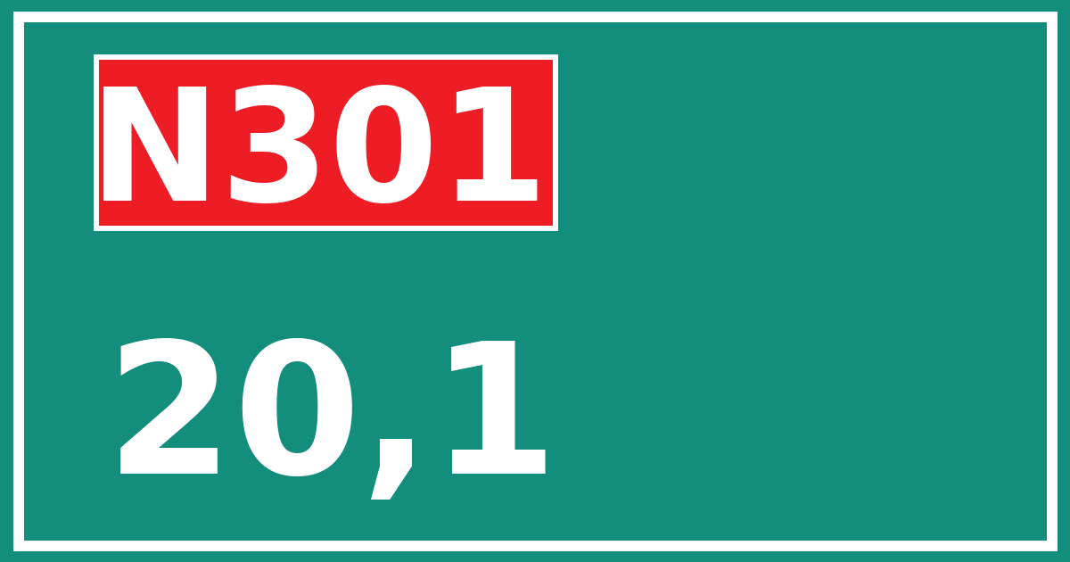 Hectometerbord N301 20,1