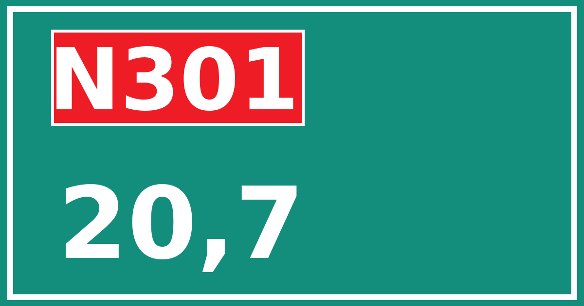 Hectometerbord N301 20,7