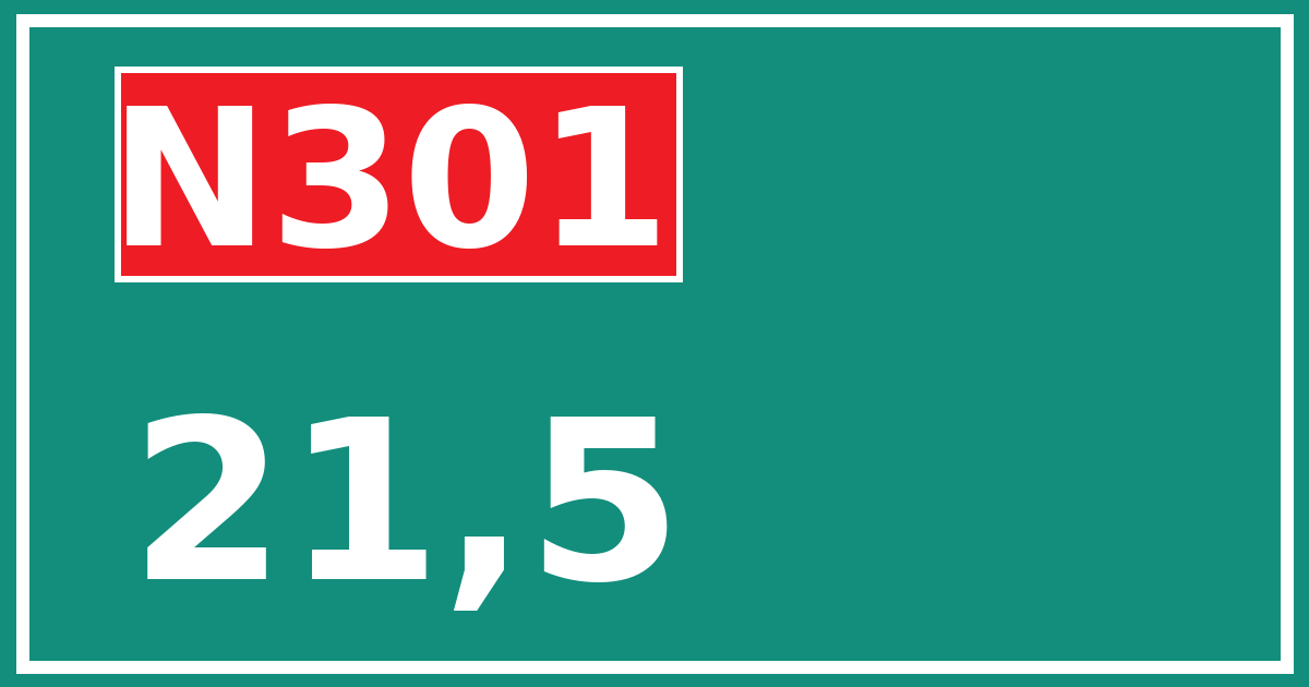 Hectometerbord N301 21,5