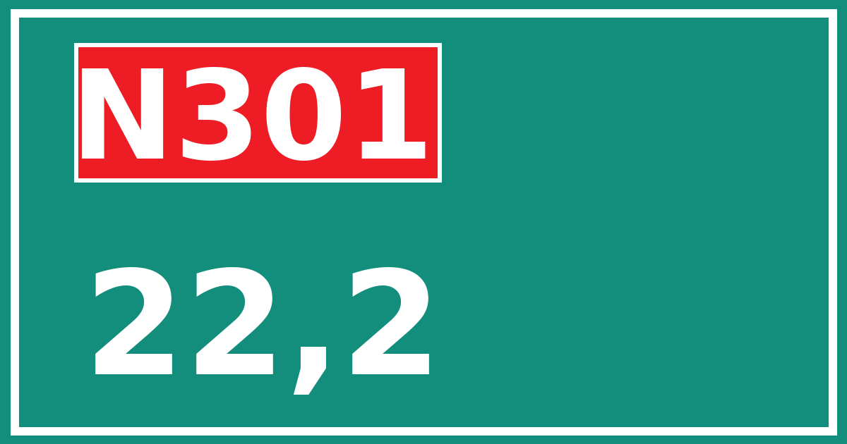 Hectometerbord N301 22,2