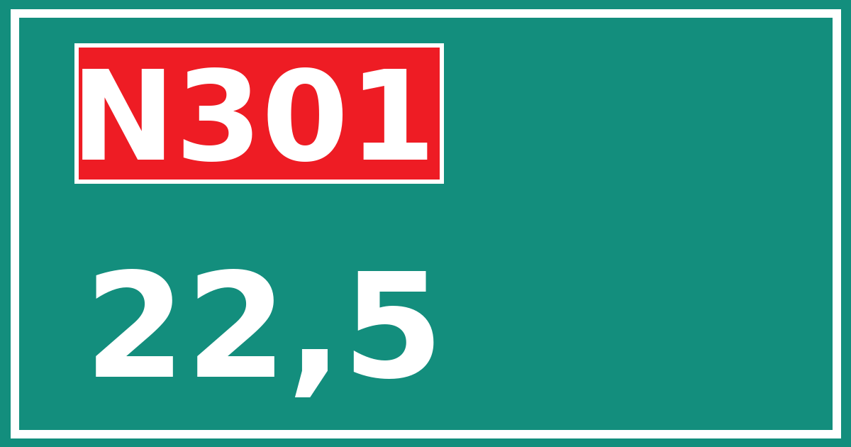Hectometerbord N301 22,5