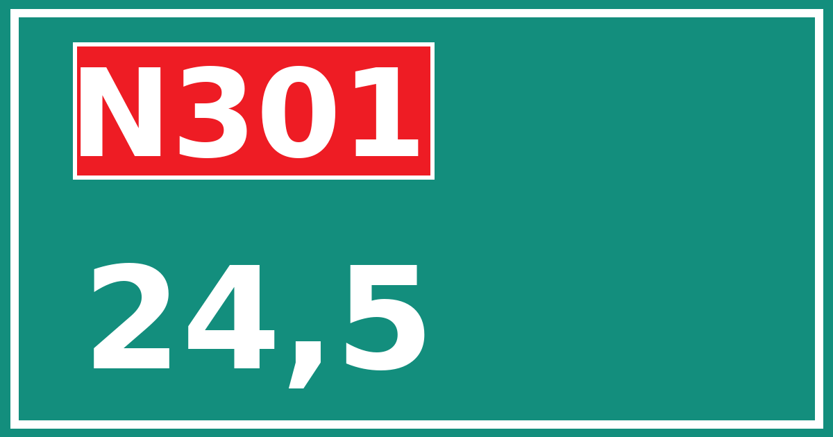 Hectometerbord N301 24,5