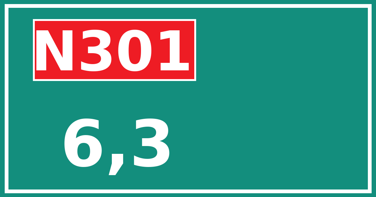 Hectometerbord N301 6,3