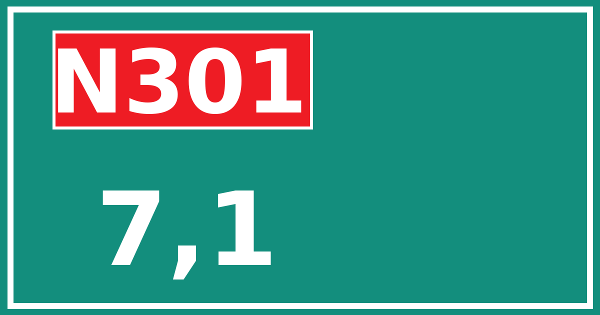 Hectometerbord N301 7,1