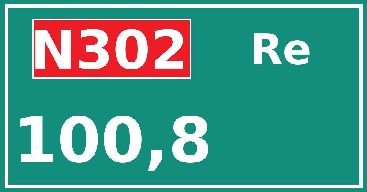 Hectometerbord N302 100,8 zijde Re