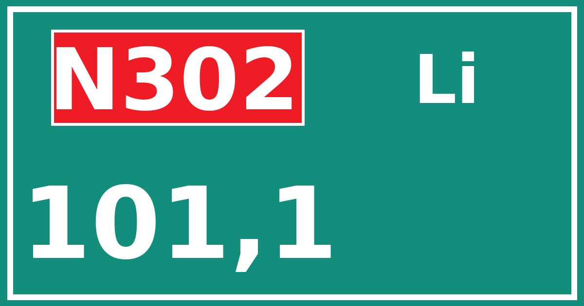 Hectometerbord N302 101,1 zijde Li