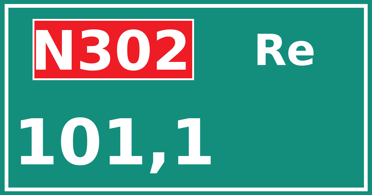 Hectometerbord N302 101,1 zijde Re