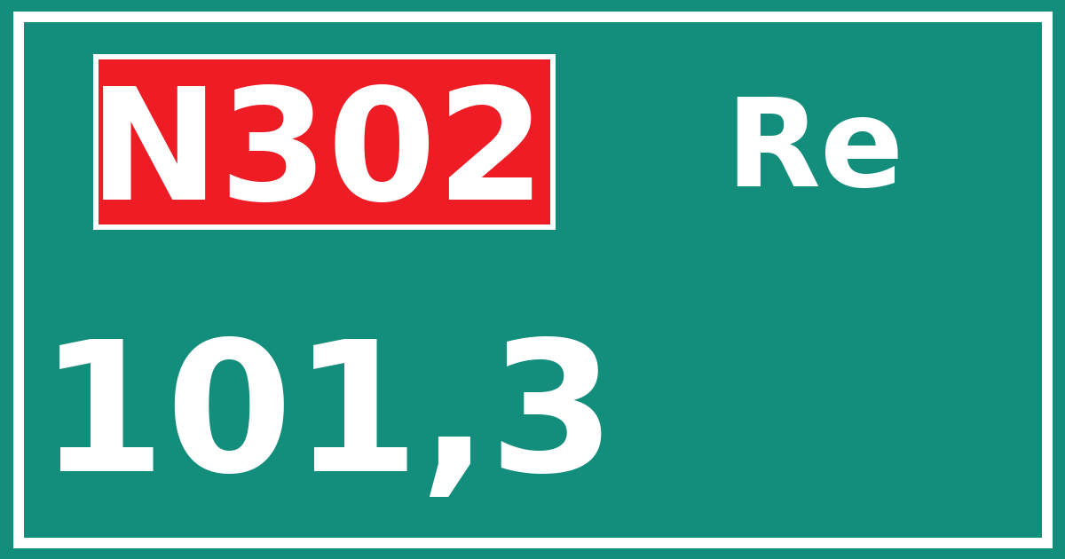 Hectometerbord N302 101,3 zijde Re